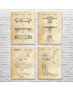Skateboard Patent Prints Set of 4