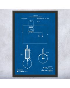 Nikola Tesla Light Bulb Patent Framed Print