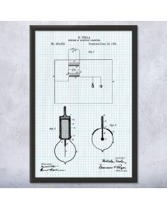 Nikola Tesla Light Bulb Framed Patent Print