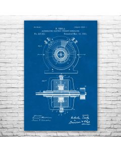 Tesla Alternating Electric Current Generator Patent Print Poster