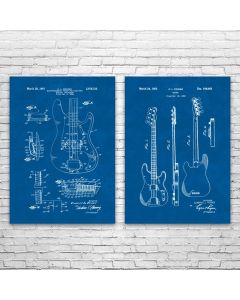 Bass Guitar Patent Prints Set of 2