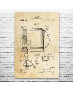 Beer Stein Patent Print Poster