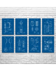 Bar Pub Patent Prints Set of 8