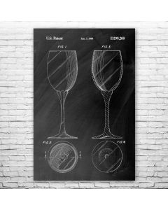 Stemmed Wine Glass Poster Patent Print