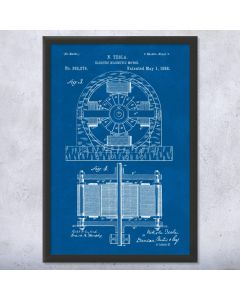 Tesla Electromagnetic Motor Patent Framed Print