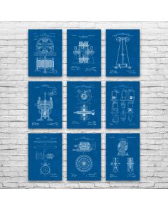 Nikola Tesla Patent Posters Set of 9