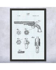 Old West Revolver Framed Patent Print