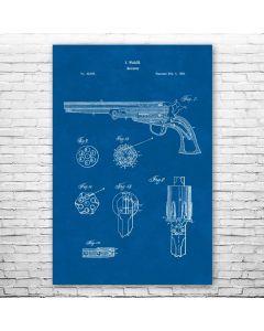 Old West Revolver Poster Patent Print