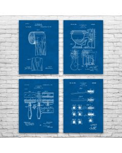 Bathroom Patent Posters Set of 4