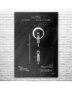 Thomas Edison Electric Lamp Poster Patent Print
