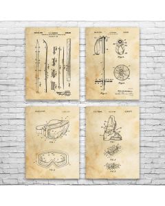 Skiing Patent Posters Set of 4