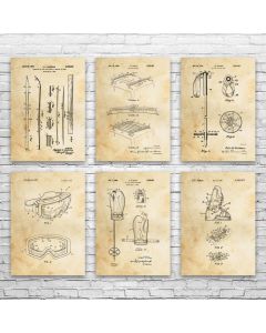 Skiing Patent Posters Set of 6