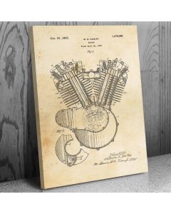 Harley Davidson Motor Cycle Engine Canvas Patent Art Print Gift