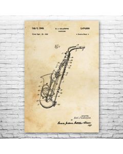 Saxophone Patent Print Poster
