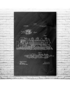 Steam Locomotive Poster Patent Print