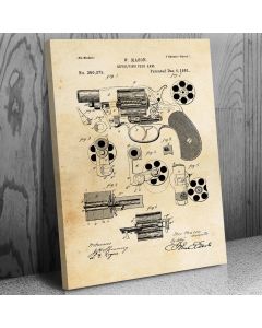 Revolver Handgun Canvas Patent Art Print Gift