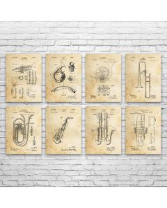 Horn Instrument Patent Prints Set of 8
