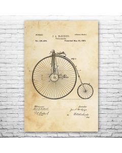 Big Wheel Bicycle Velocipede Poster Patent Print