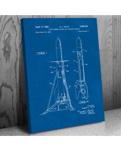 Steam Powered Rocket Canvas Patent Art Print Gift