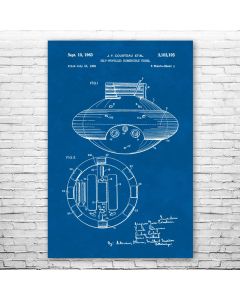 Jacques Cousteau Submarine Poster Patent Print