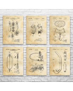 Scuba Diving Patent Posters Set of 6