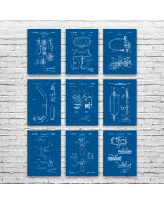 Scuba Diving Patent Posters Set of 9