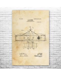 Wright Bros Airplane Top View Patent Print Poster