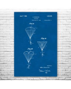 Skydiving Parachute Poster Patent Print