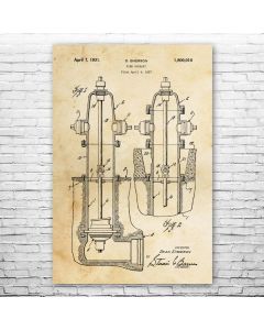 Fire Hydrant Patent Print Poster