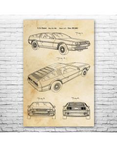 DeLorean DMC-12 Patent Print Poster