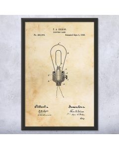 Edison Light Bulb Framed Patent Print