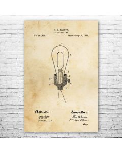 Edison Light Bulb Patent Print Poster