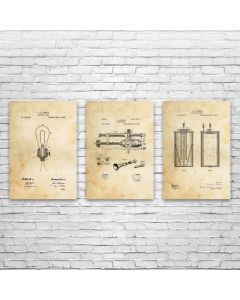Thomas Edison Patent Posters Set of 3