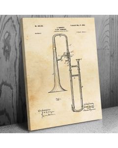 Slide Trombone Canvas Patent Art Print Gift