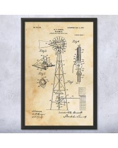Windmill Framed Patent Print