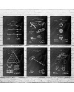 Pool Billiards Patent Posters Set of 6