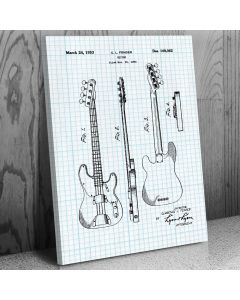 Fender Bass Guitar Canvas Patent Art Print Gift, Guitar Art, Fender, Fender Bass, Bass Guitar, Guitar Player Gift, Guitarist Gift, Guitar Teacher Gift