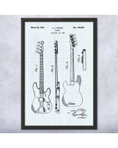 Bass Guitar Framed Patent Print