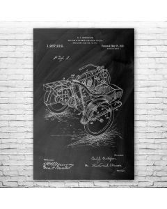 Motorcycle Side Car Poster Patent Print