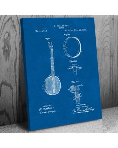 Banjo Canvas Patent Art Print Gift, Banjo Art, Banjo, Banjo Player Gift, Banjoist Gift, Musician Gift, Banjo Teacher Gift, Canvas Patent Print