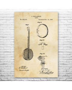 Banjo Poster Patent Print