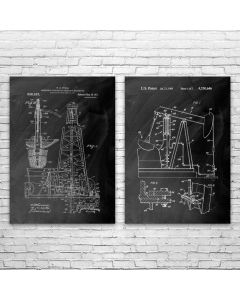 Oil Well Patent Prints Set of 2