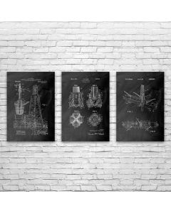 Oil Drilling Posters Set of 3