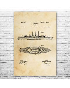 Navy Battle Ship Poster Patent Print
