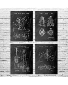 Oil Well Patent Posters Set of 4