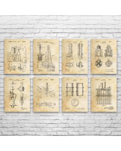 Oil Drilling Patent Prints Set of 8