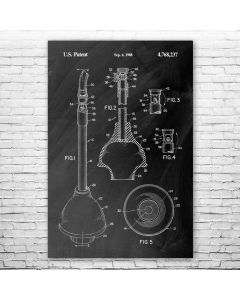Toilet Plunger Patent Print Poster
