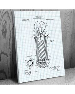 Barber Pole Canvas Patent Art Print Gift