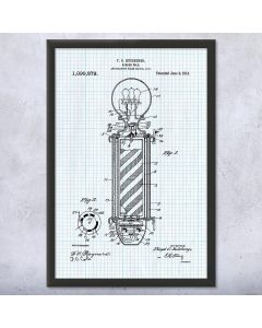 Barber Pole Framed Patent Print