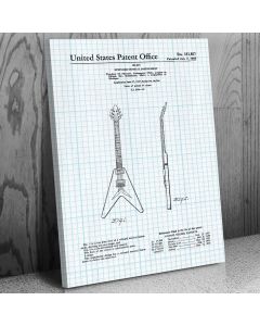 Gibson Flying V Electric Guitar Canvas Patent Art Print Gift, Guitar Art, Gibson, Flying V, Flying V Guitar, Electric Guitar, Guitarist Gift, Wall Art